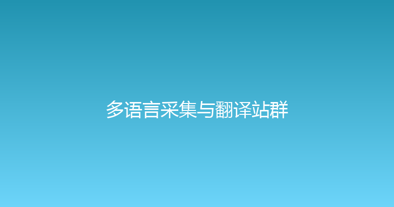 多语言采集与翻译站群 封面图