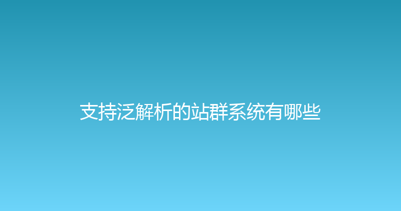 支持泛解析的站群系统有哪些 封面图