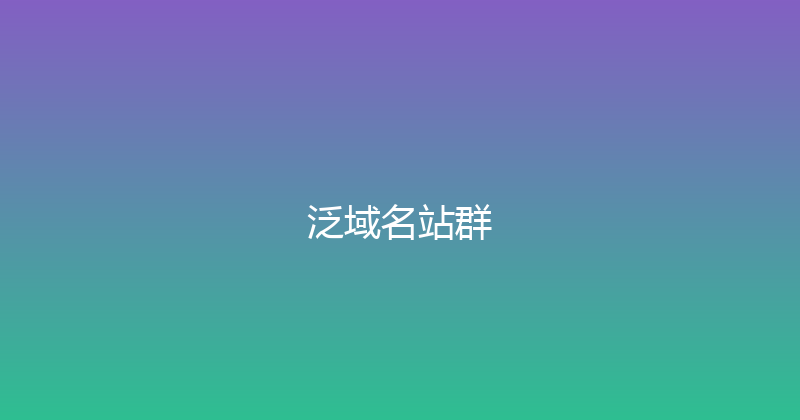 泛域名站群 封面图