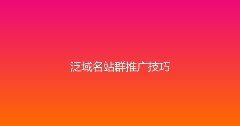 泛域名站群推广技巧 封面图
