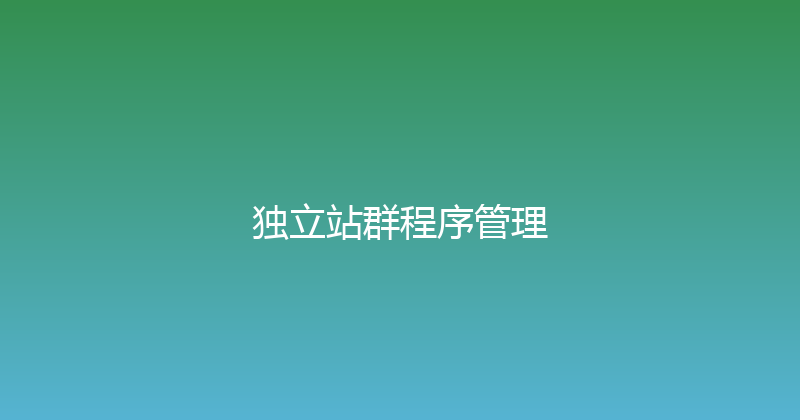 独立站群程序管理 封面图