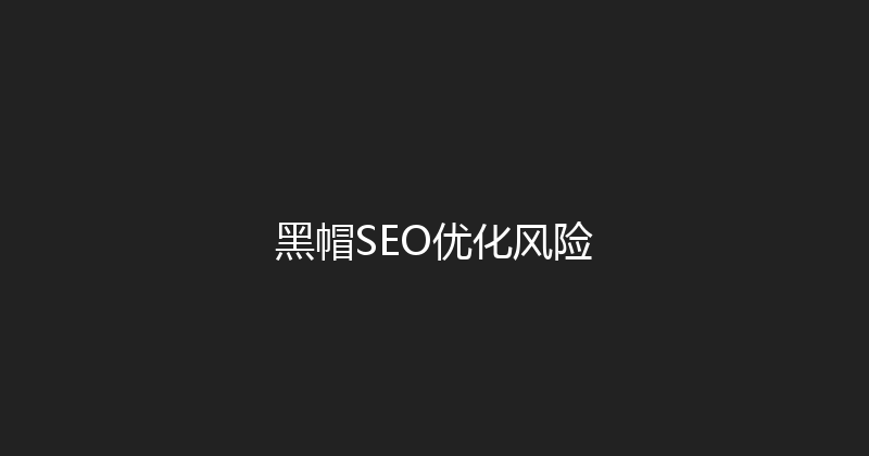黑帽SEO优化风险 封面图