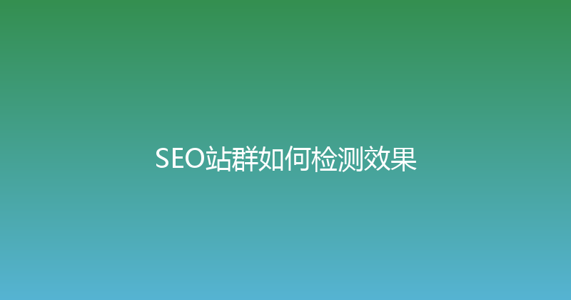 SEO站群如何检测效果 封面图